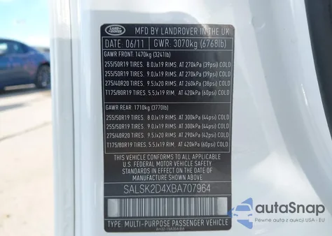 2011 Land Rover Range Rover Sport Lux from USA, damaged, VIN SALSK2D4XBA707964